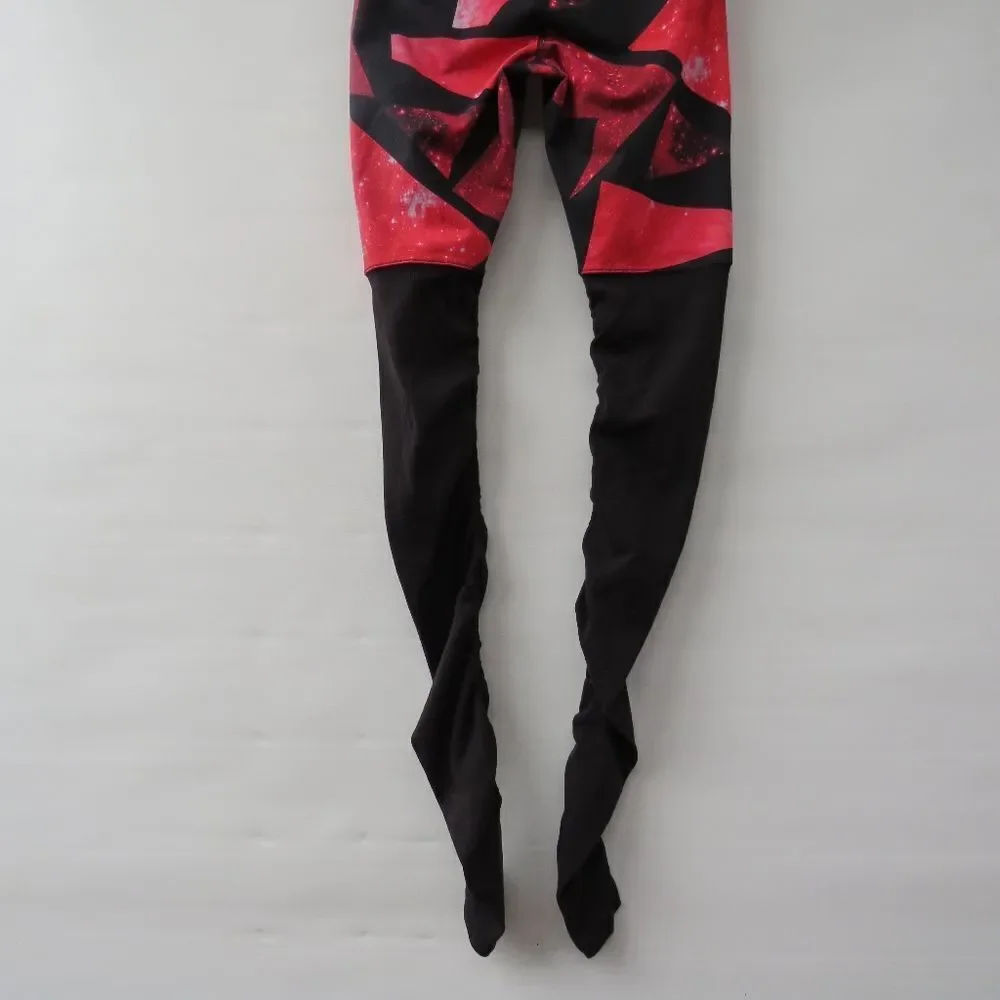 Alo Womens Goddess Black Legging Women's Small Red Geometric Space Pattern